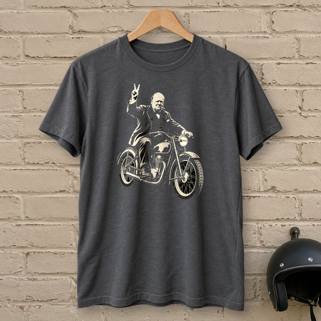 Winston Churchill Victory Ride T-Shirt - Charcoal - brick