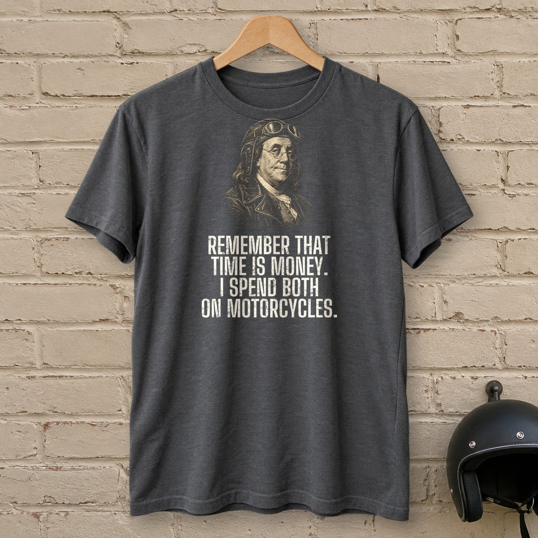 Benjamin Franklin Time Is Money T-Shirt - Charcoal - brick