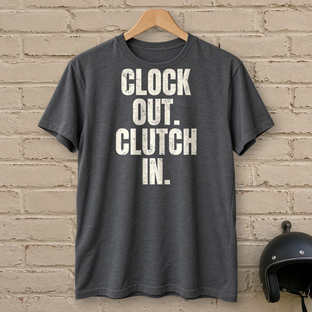 Clock Out Clutch In T-Shirt - Charcoal - brick