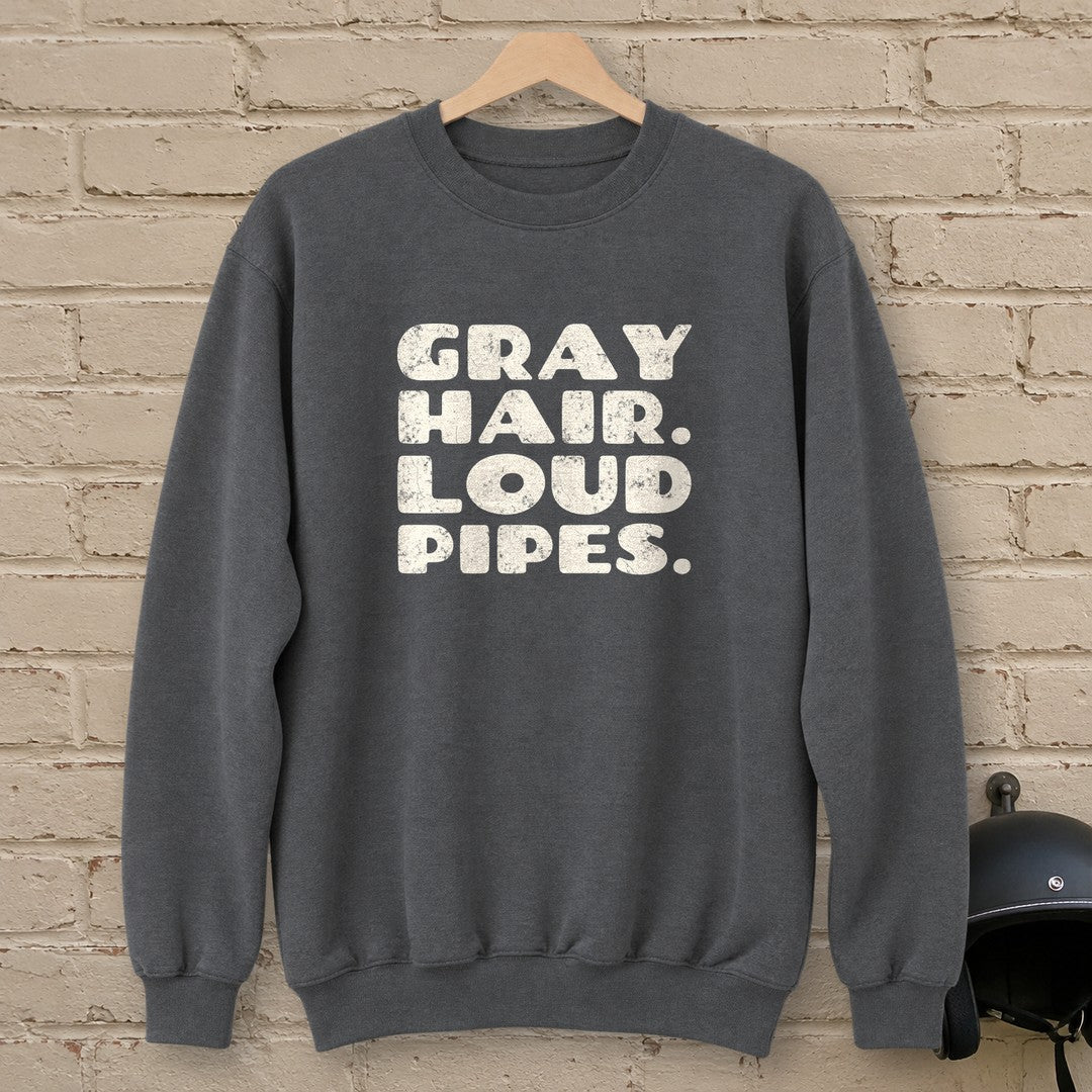Gray Hair Loud Pipes Crewneck Sweatshirt - Charcoal - brick