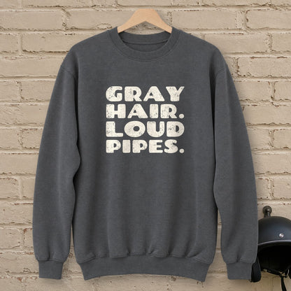 Gray Hair Loud Pipes Crewneck Sweatshirt - Charcoal - brick