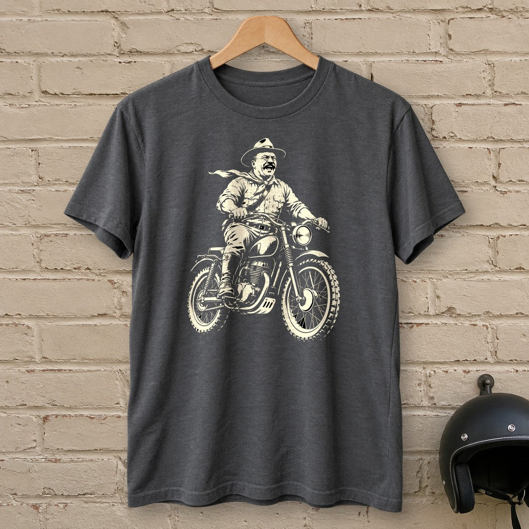 Theodore Roosevelt Laughing Scrambler T-Shirt - Charcoal - brick