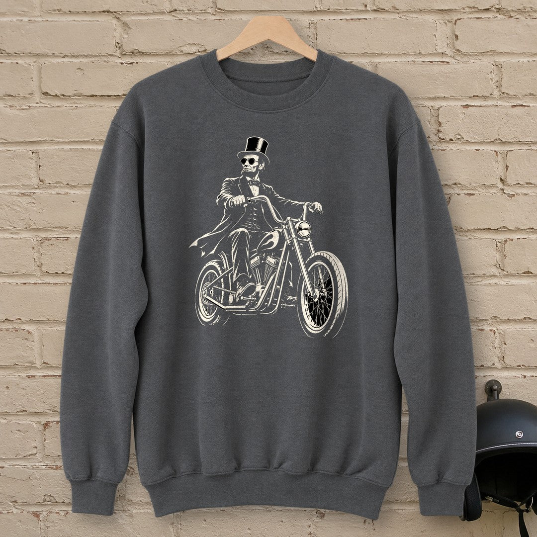 Abraham Lincoln Chopper Shades Crewneck Sweatshirt - Charcoal - brick