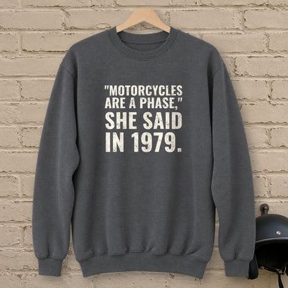 Motorcycles Are A Phase Crewneck Sweatshirt - Charcoal - brick