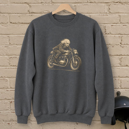Albert Einstein Cafe Racer Crewneck Sweatshirt - Charcoal - brick