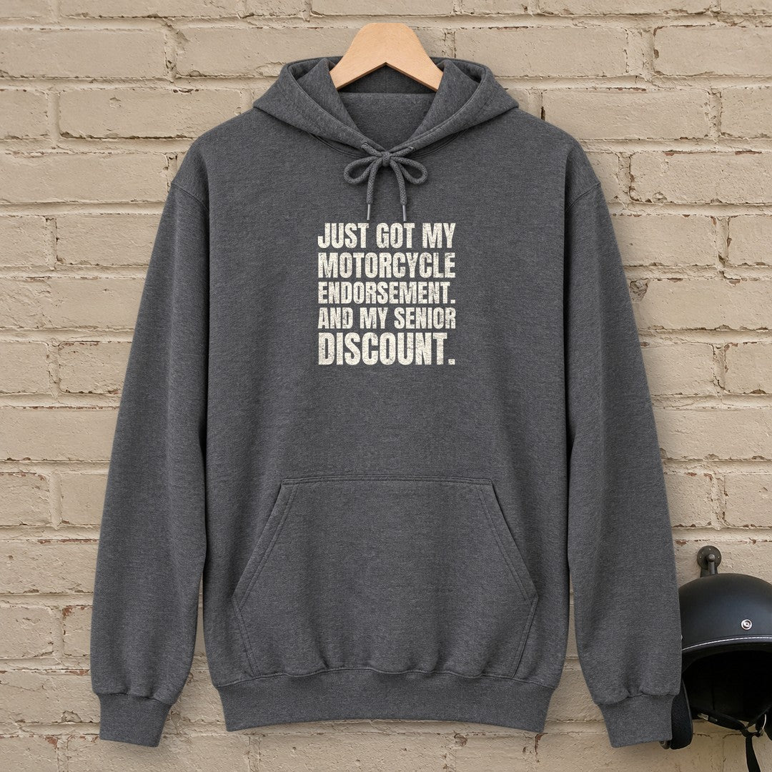 Senior Discount Rider Hoodie - Dark Heather - brick