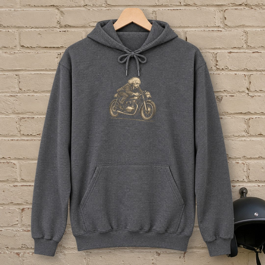 Albert Einstein Cafe Racer Hoodie - Dark Heather - brick