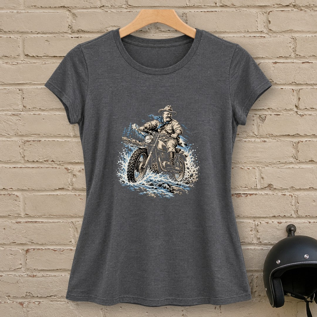 Theodore Roosevelt River Crossing Women's T-Shirt - Dark Heather - brick