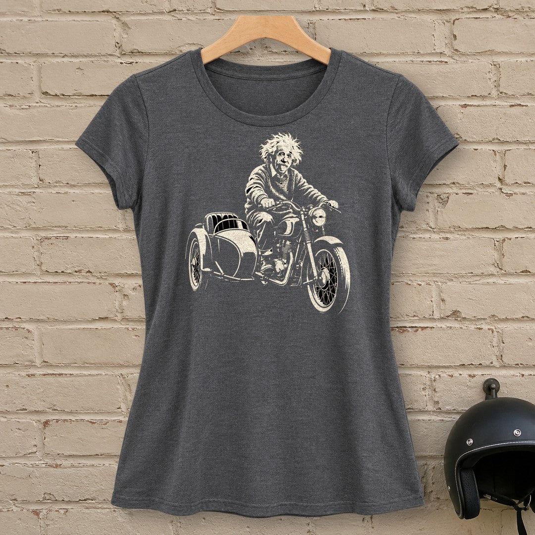 Albert Einstein Sidecar Women's T-Shirt - Dark Heather - brick
