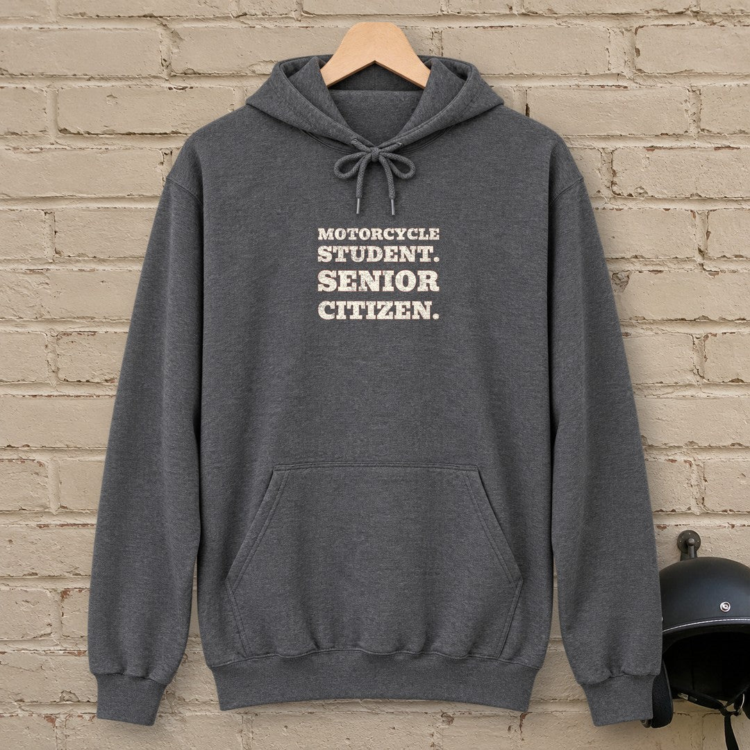 Motorcycle Student Hoodie - Dark Heather - brick