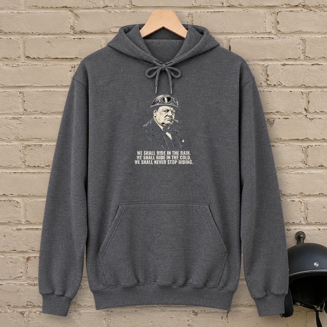 Winston Churchill We Shall Ride Hoodie - Dark Heather - brick