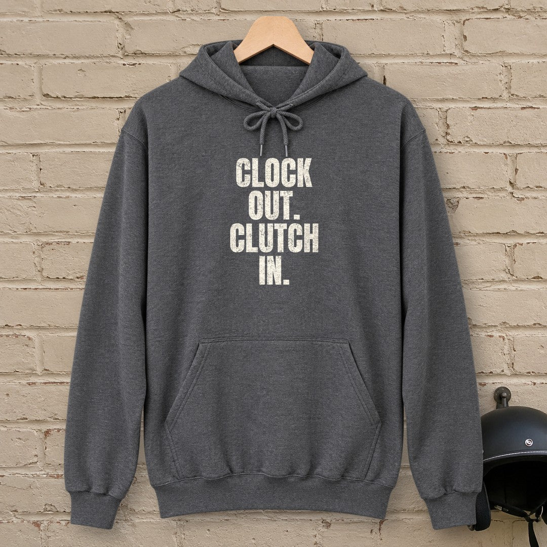 Clock Out Clutch In Hoodie - Dark Heather - brick
