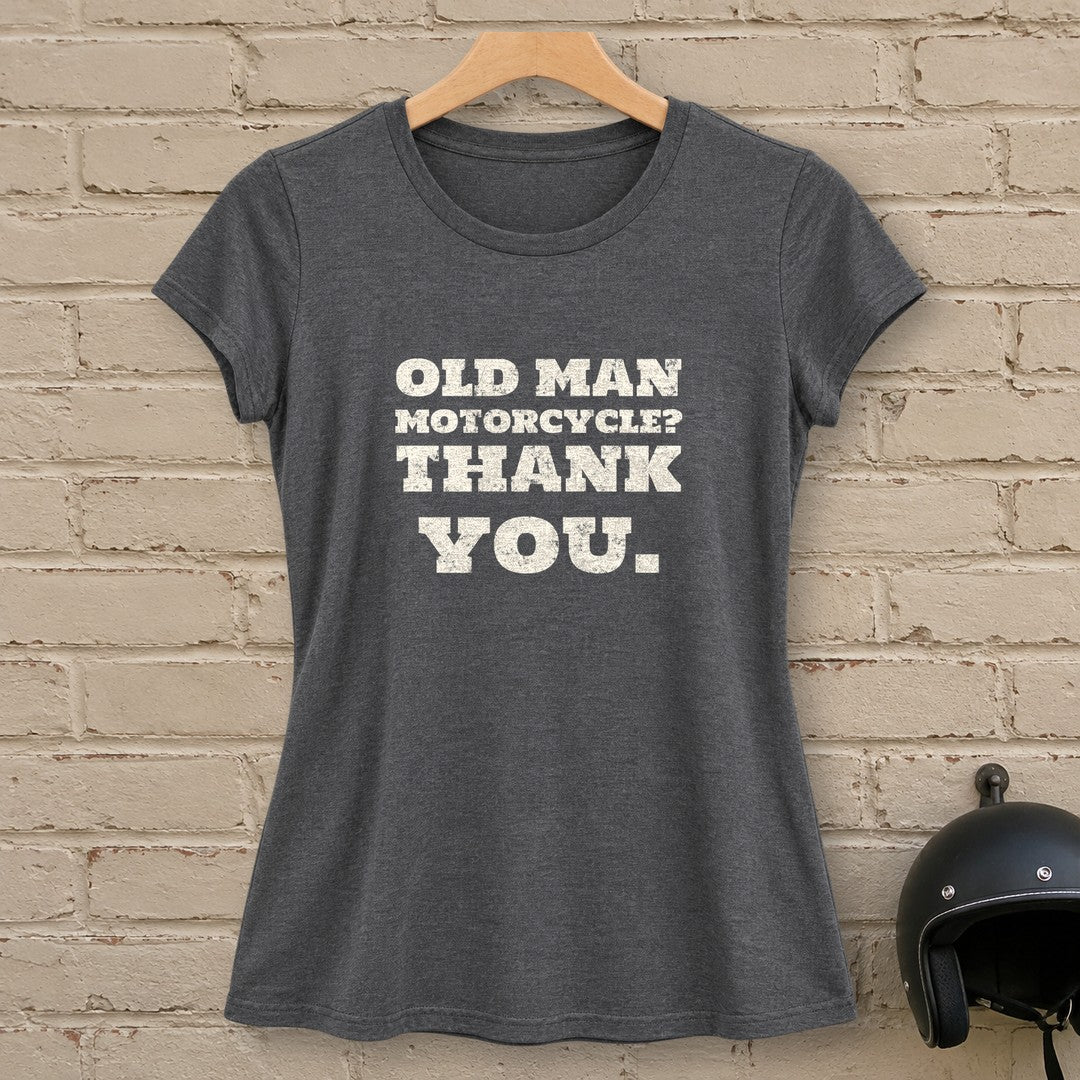 Old Man Motorcycle Women's T-Shirt - Dark Heather - brick