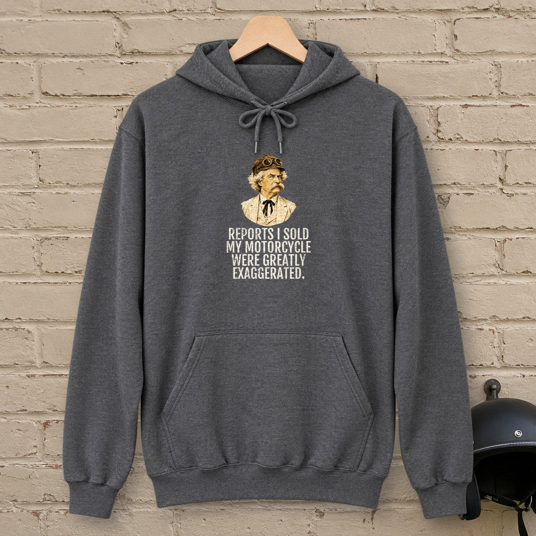 Mark Twain Greatly Exaggerated Hoodie - Dark Heather - brick
