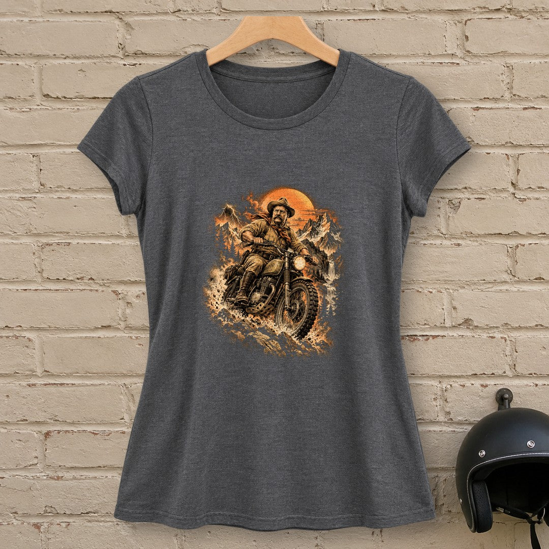Theodore Roosevelt Mountain Trail Women's T-Shirt - Dark Heather - brick