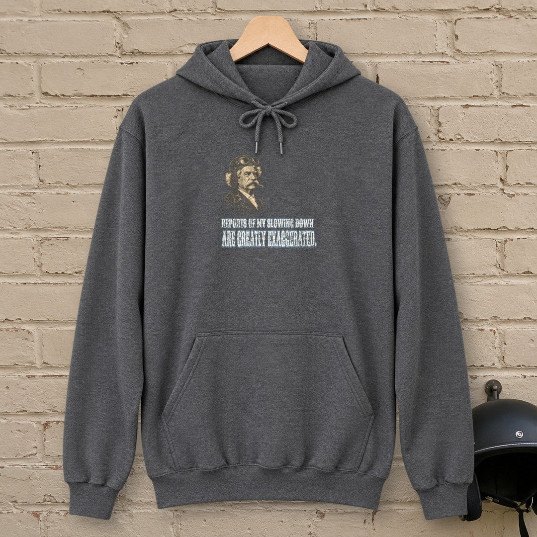 Mark Twain Not Slowing Down Hoodie - Dark Heather - brick