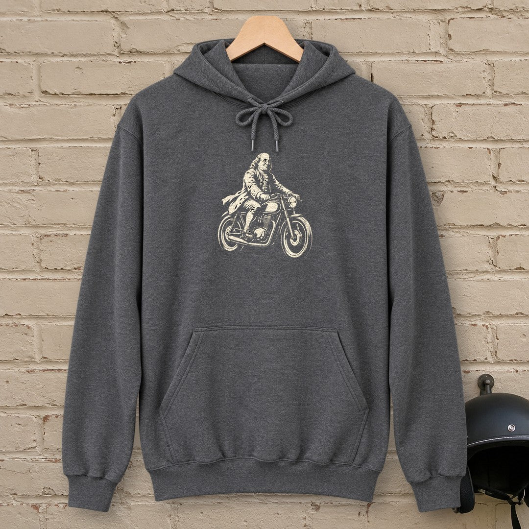 Benjamin Franklin Cafe Racer Hoodie - Dark Heather - brick