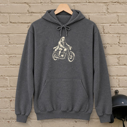 Benjamin Franklin Cafe Racer Hoodie - Dark Heather - brick