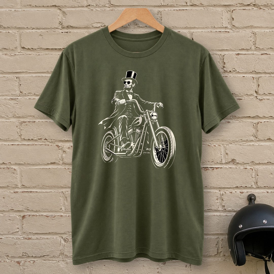 Abraham Lincoln Chopper Shades T-Shirt - Military Green - brick
