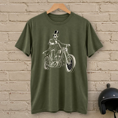 Abraham Lincoln Chopper Shades T-Shirt - Military Green - brick