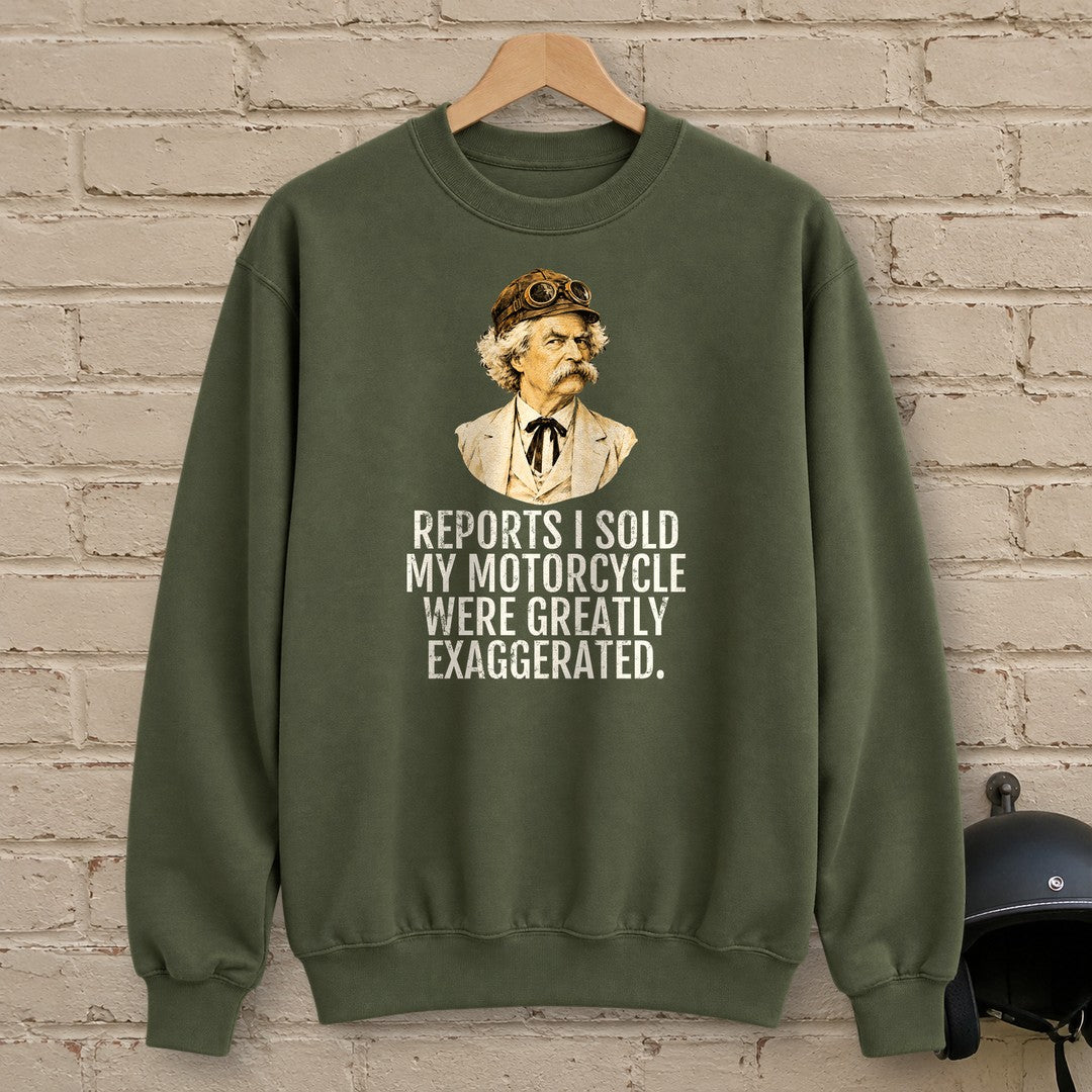 Mark Twain Greatly Exaggerated Crewneck Sweatshirt - Military Green - brick