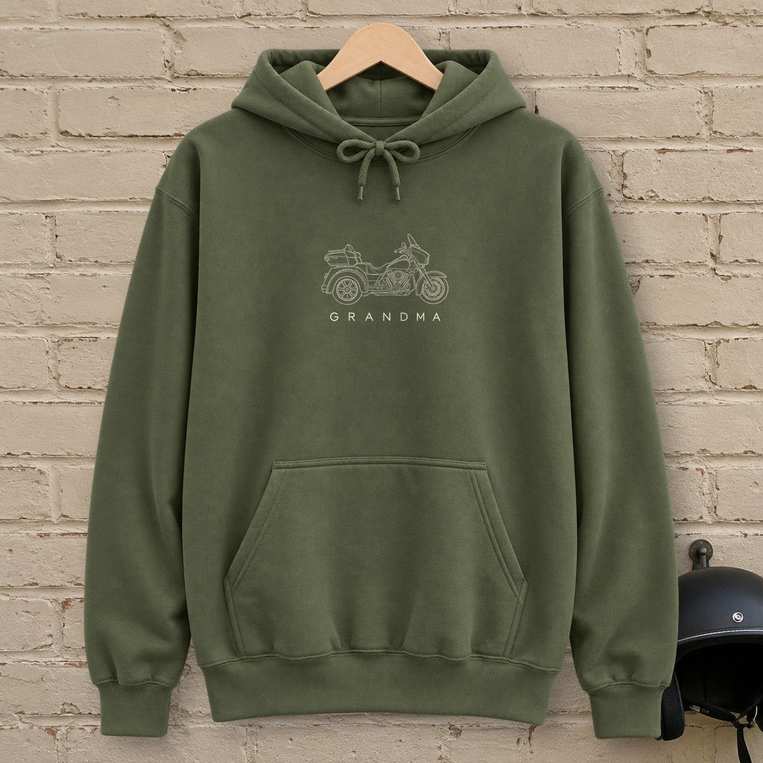 Trike Grandma Hoodie - Military Green - brick