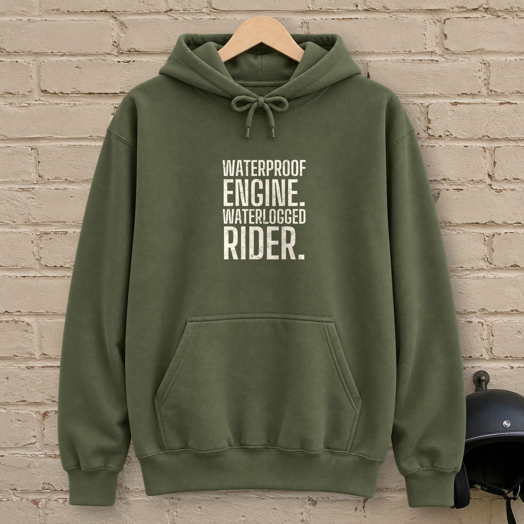 Waterlogged Rider Hoodie - Military Green - brick