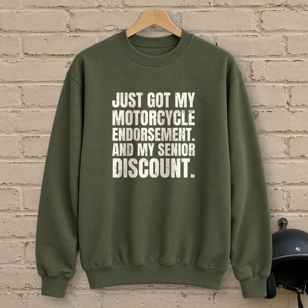 Senior Discount Rider Crewneck Sweatshirt - Military Green - brick