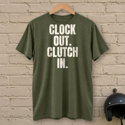Clock Out Clutch In T-Shirt - Military Green - brick