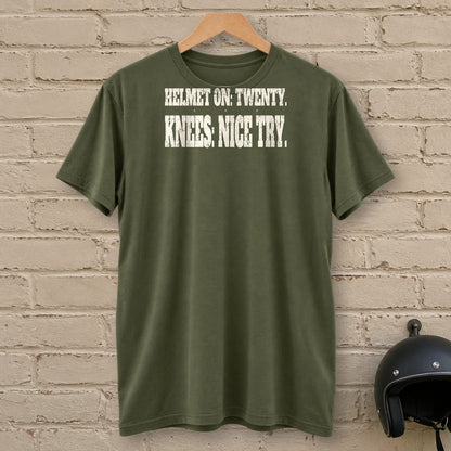 Helmet On Twenty T-Shirt - Military Green - brick