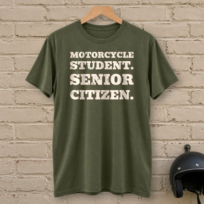 Motorcycle Student T-Shirt - Military Green - brick