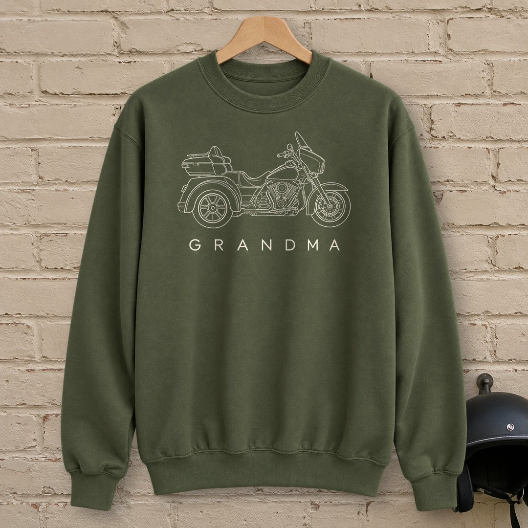 Trike Grandma Crewneck Sweatshirt - Military Green - brick