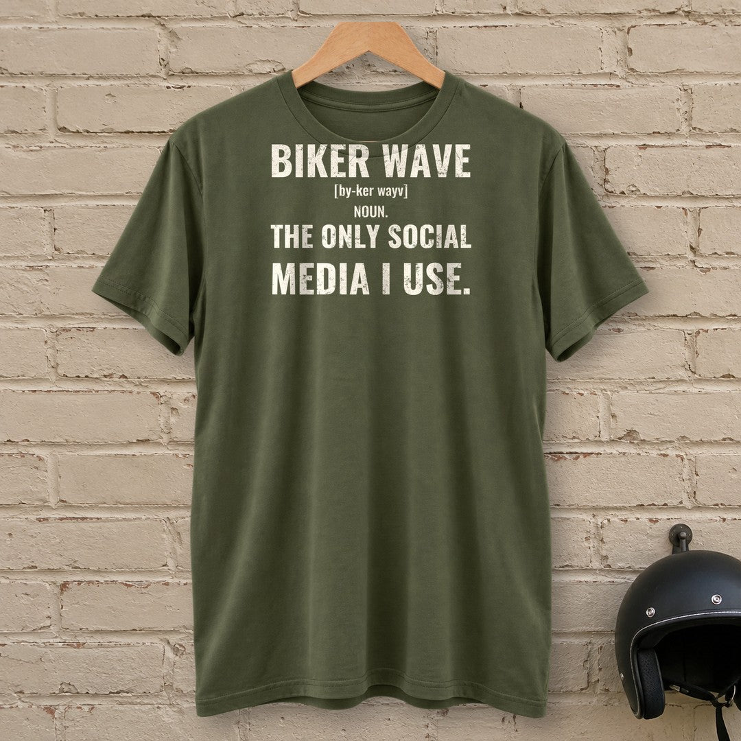 Biker Wave T-Shirt - Military Green - brick