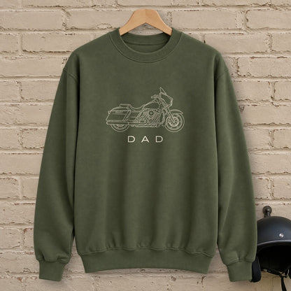 Biker Dad Crewneck Sweatshirt - Military Green - brick