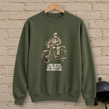 Douglas MacArthur Motorcycle Has Other Plans Crewneck Sweatshirt - Military Green - brick