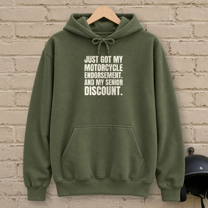 Senior Discount Rider Hoodie - Military Green - brick