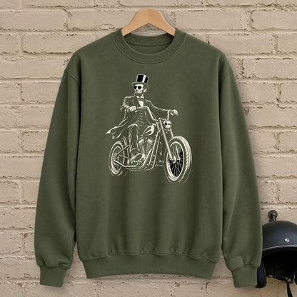 Abraham Lincoln Chopper Shades Crewneck Sweatshirt - Military Green - brick