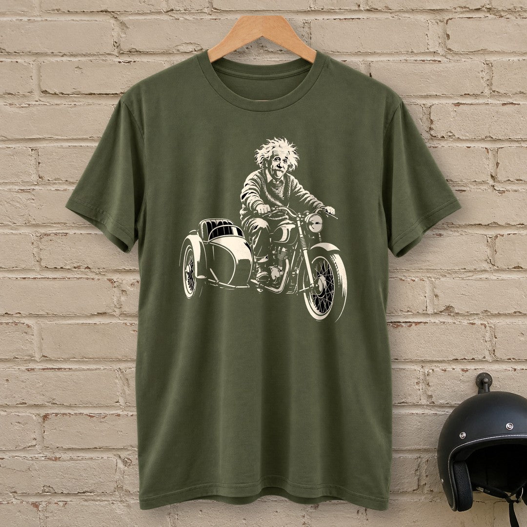 Albert Einstein Sidecar T-Shirt - Military Green - brick