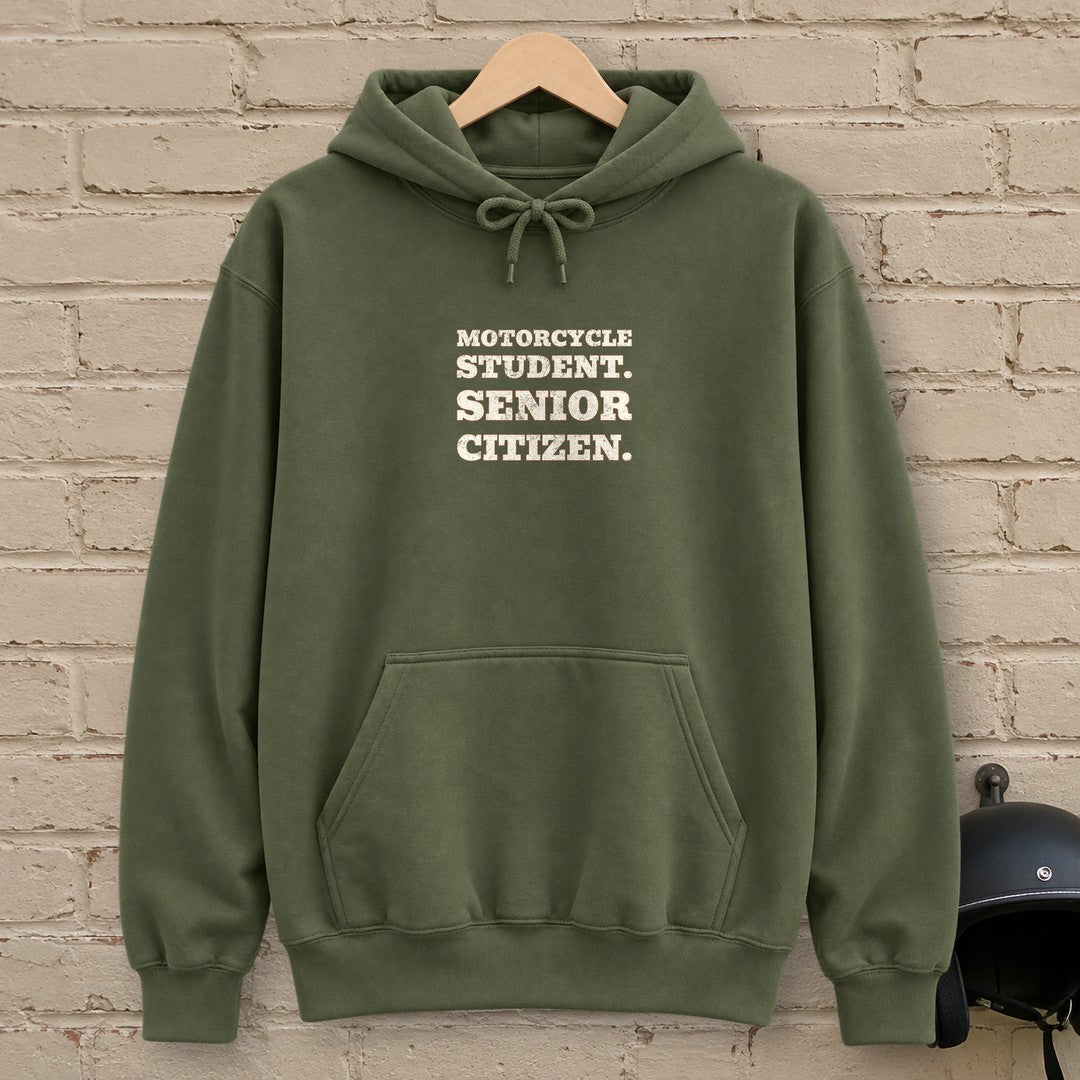 Motorcycle Student Hoodie - Military Green - brick