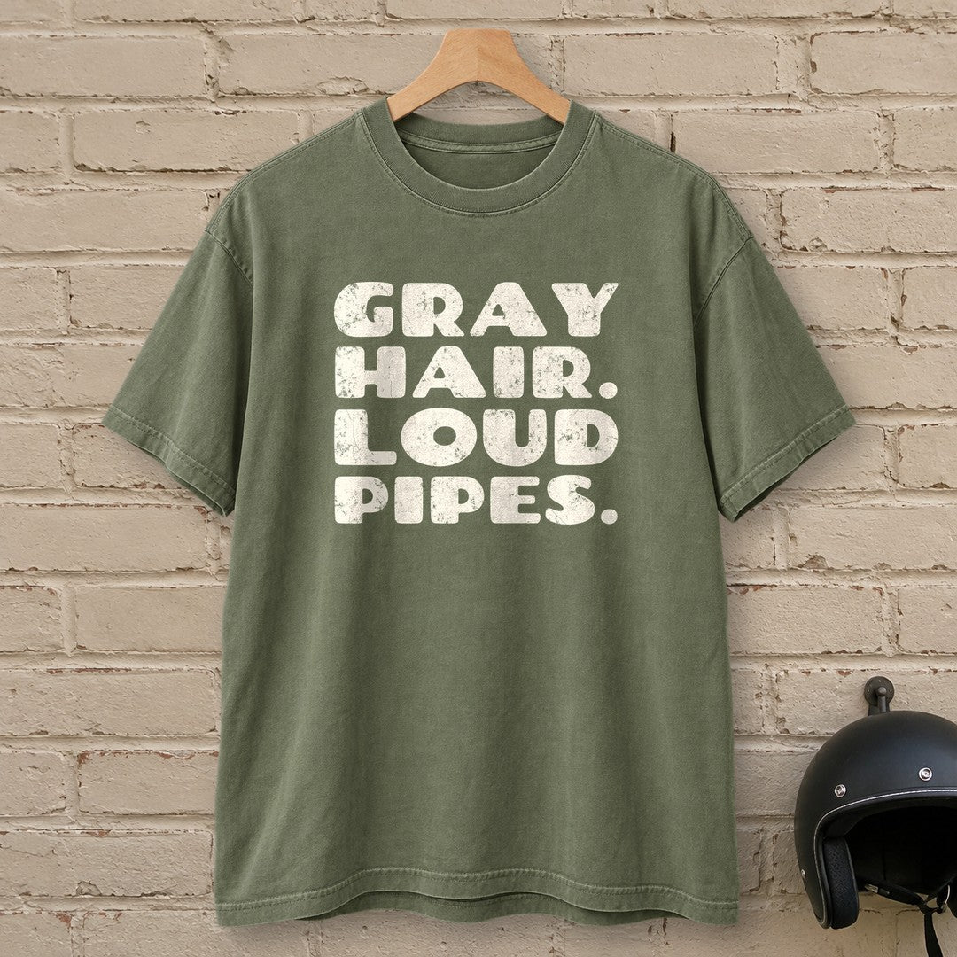 Gray Hair Loud Pipes Premium T-Shirt - Moss - brick
