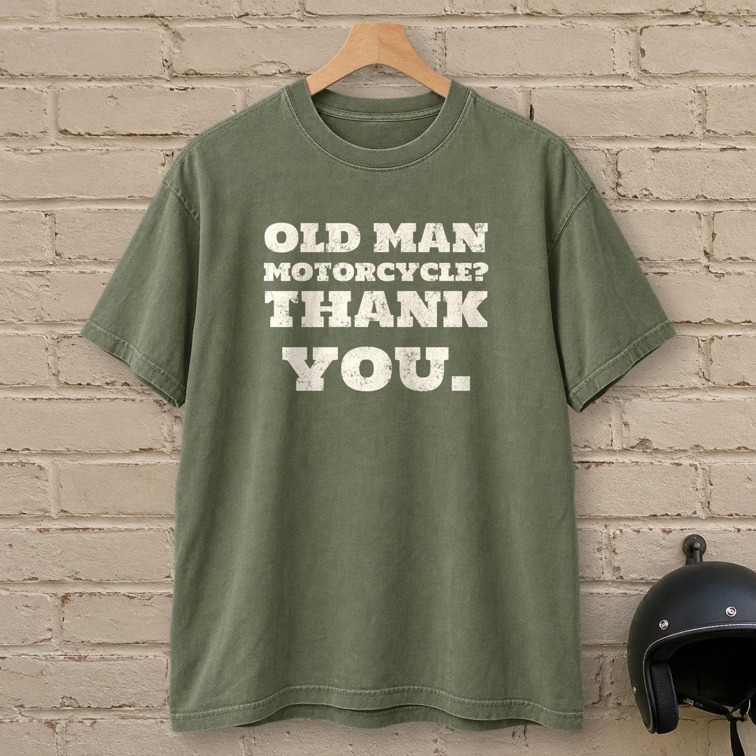 Old Man Motorcycle Premium T-Shirt - Moss - brick