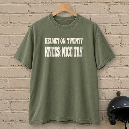 Helmet On Twenty Premium T-Shirt - Moss - brick