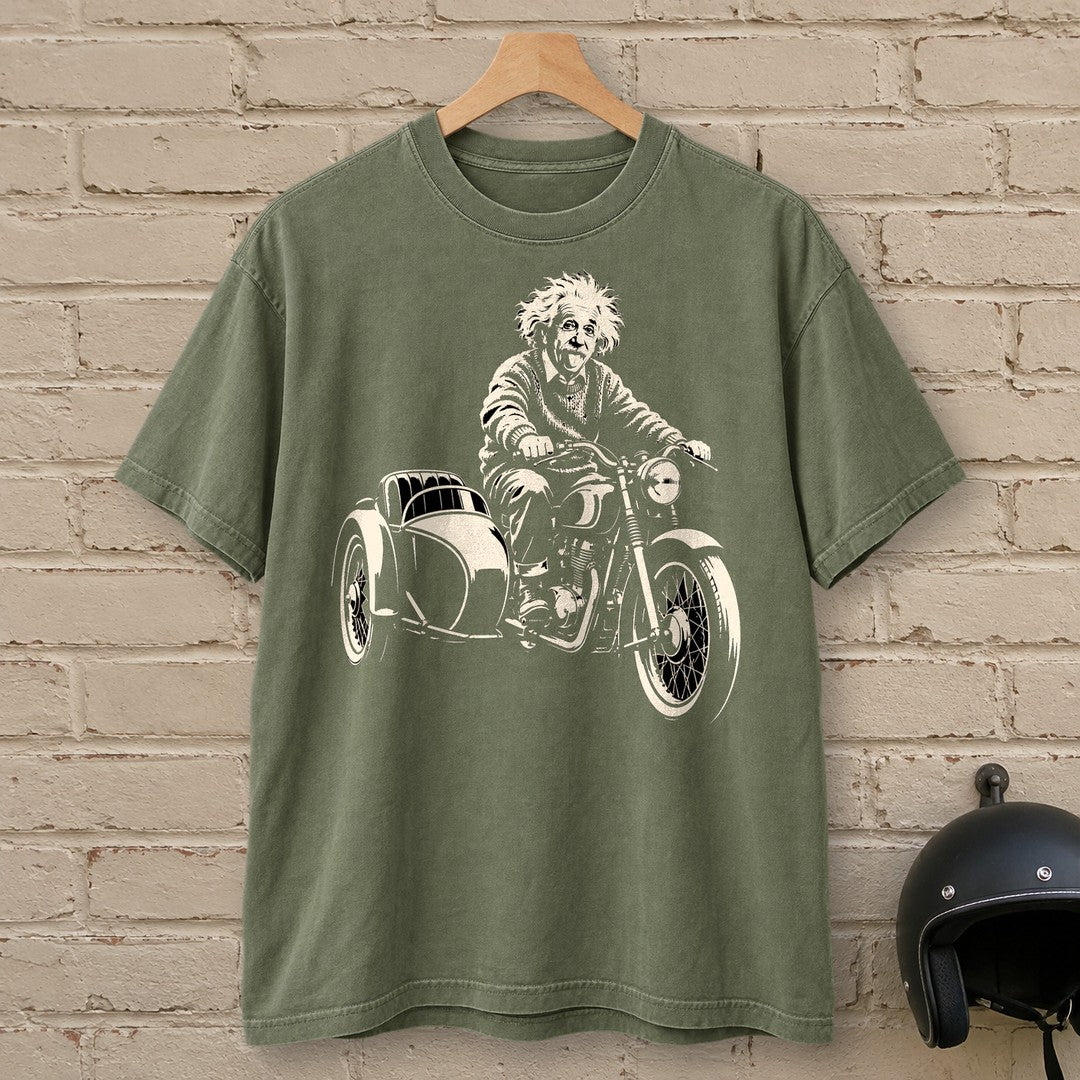 Albert Einstein Sidecar Premium T-Shirt - Moss - brick