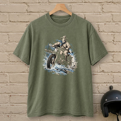 Theodore Roosevelt River Crossing Premium T-Shirt - Moss - brick