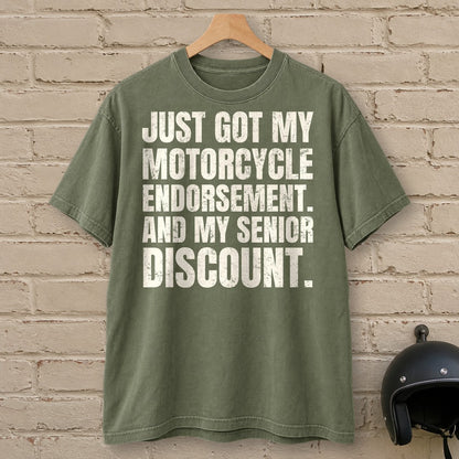 Senior Discount Rider Premium T-Shirt - Moss - brick