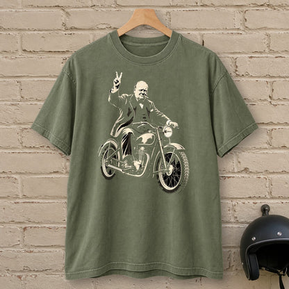 Winston Churchill Victory Ride Premium T-Shirt - Moss - brick