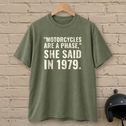 Motorcycles Are A Phase Premium T-Shirt - Moss - brick