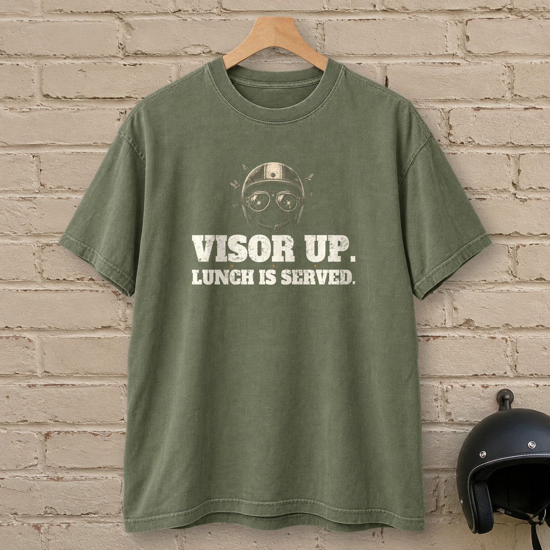 Visor Up Lunch Premium T-Shirt - Moss - brick