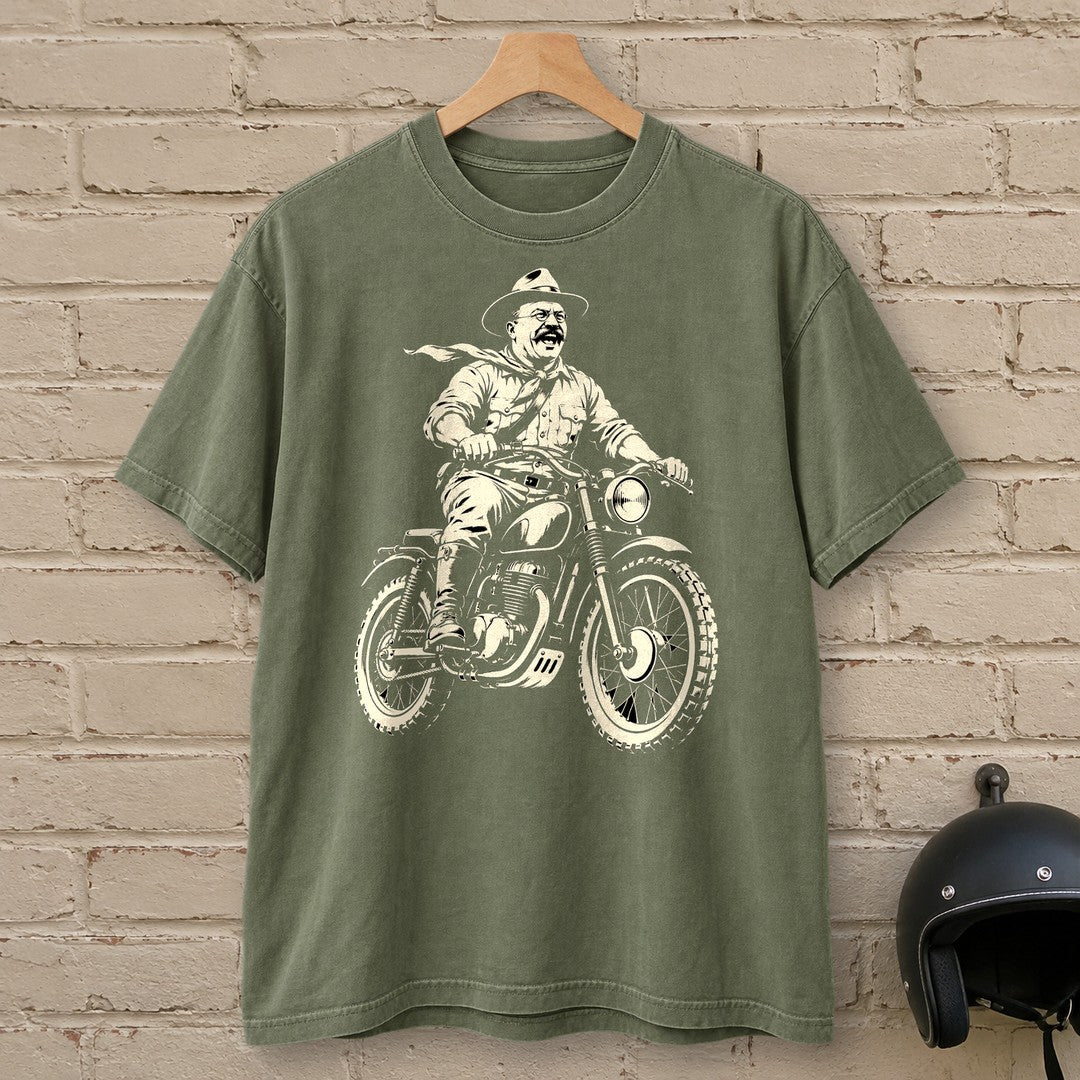 Theodore Roosevelt Laughing Scrambler Premium T-Shirt - Moss - brick