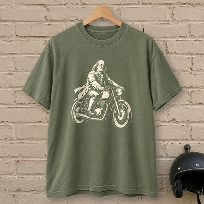 Benjamin Franklin Cafe Racer Premium T-Shirt - Moss - brick